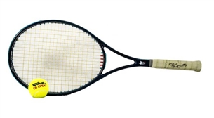 Jimmy Connors Model Signed 1990 Match Ready Racquet w/ Souvenir Tennis Ball